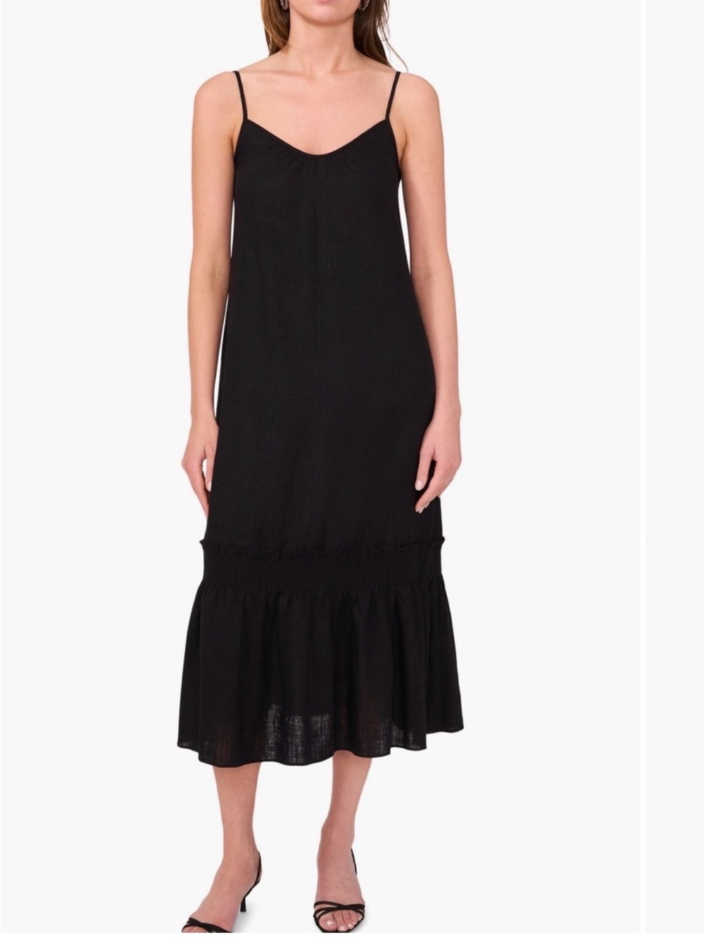 Halogen Linen Spaghetti Strap Midi Dress